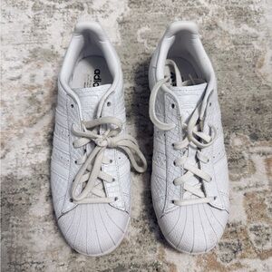 White Adidas Quilted Superstar Sneakers (Size 7.5)